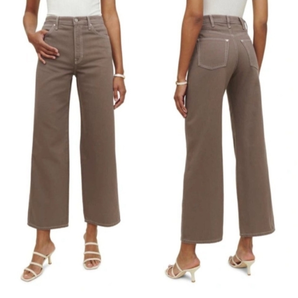 REFORMATION Cowboy High Rise Wide Leg Jeans in Brown Size 29 B26